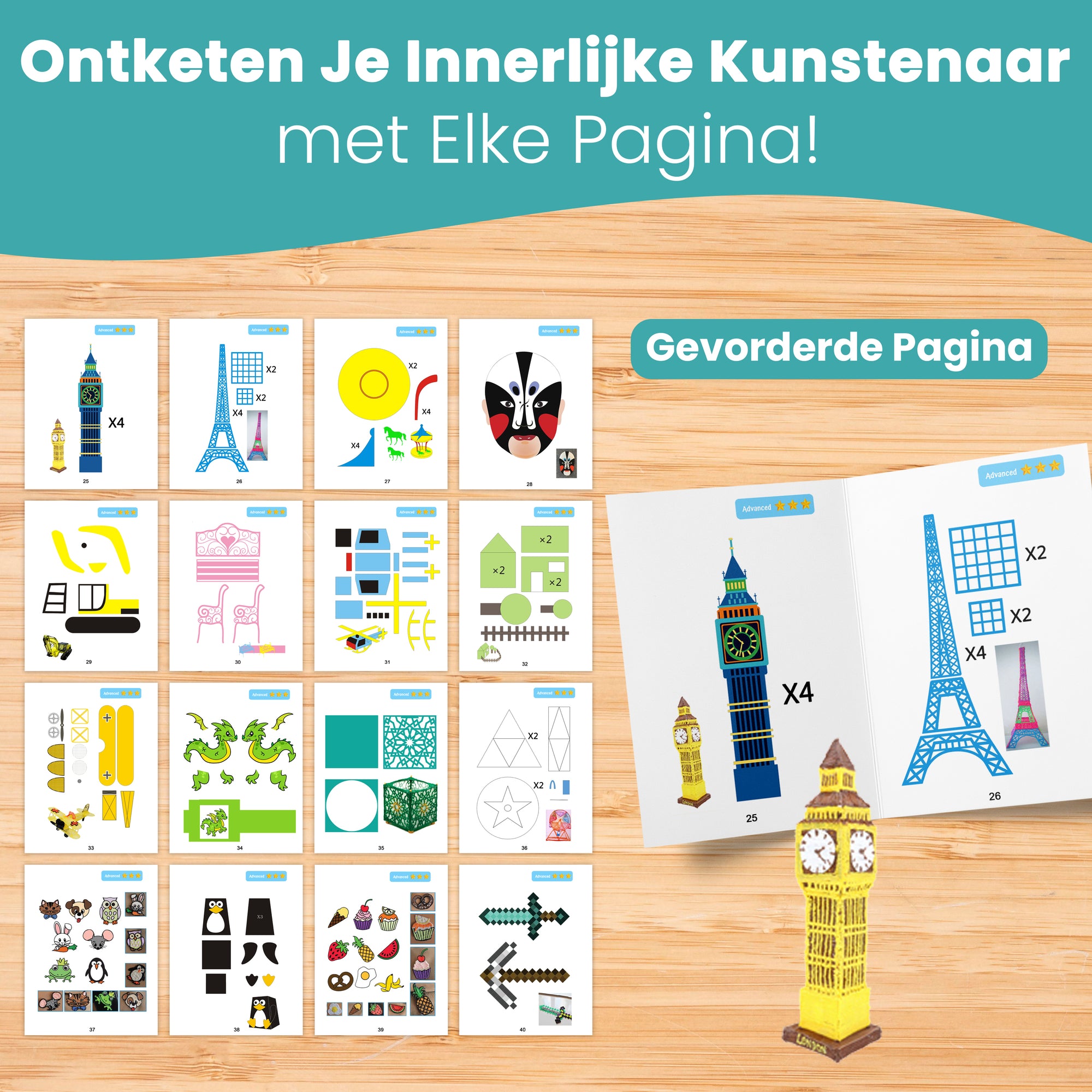 Kniha pro kreslení 3D perem XXL - 40 šablon